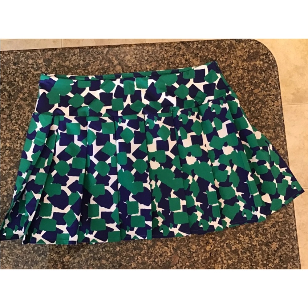 40 Lime Green and Blue geometric Patterned Women's Skort